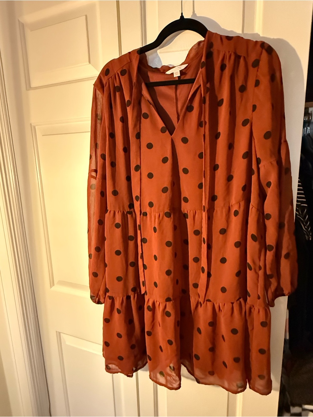 LC Lauren Conrad Rust Orange Polka Dot Tiered Dress 2xl